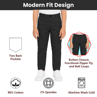 Boy’s Super Stretch Cotton Cargo Pants – Durable, Comfy & Functional Everyday Wear