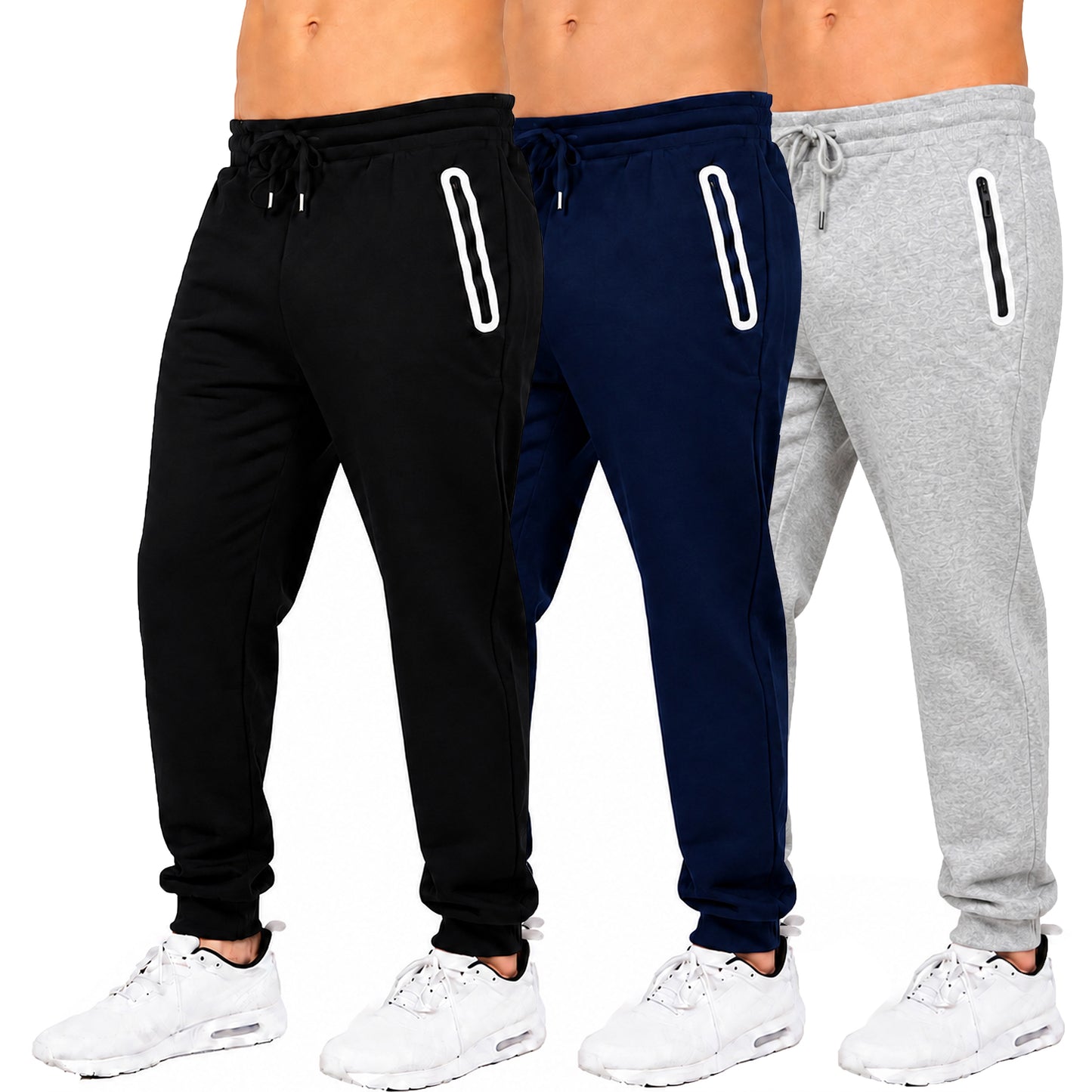 3-Pack Men's Fleece-Lined Jogger With Heat Seal Zipper Side Pockets
