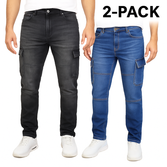 2-Pack Men's Modern Fit Stretch Cargo Pocket Flex Jeans