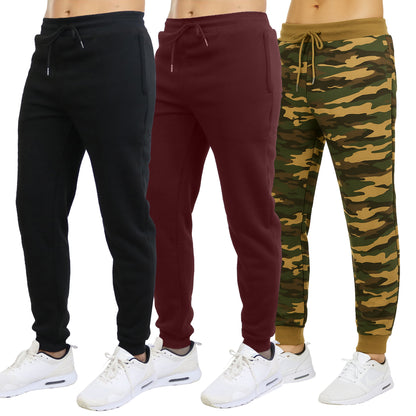 3-Pack Mens Slim Fit Fleece Jogger Sweatpants (S-2XL)