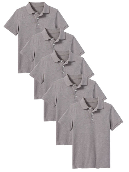 5-Pack Boys' Classic School Uniform Polo Shirt – Breathable, Soft Cotton Blend, Tagless & Fade-Resistant (4-20)
