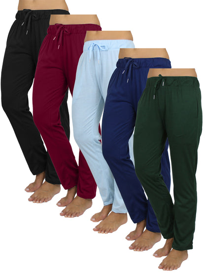 Women's 5-Pack Loose Fit Classic Lounge Pants (Sizes, S-3XL)