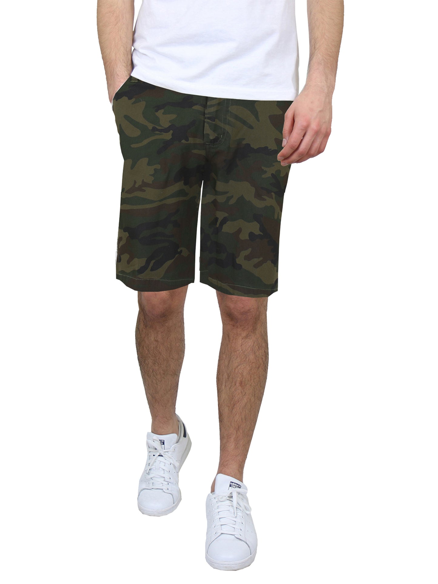 Men's 5-Pocket Flat-Front Stretch Twill Chino Shorts (Size 30-42)