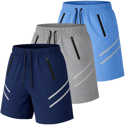 Men's 3-Pack Performance Training Shorts With Zipper Pockets (Sizes, S to 2XL)