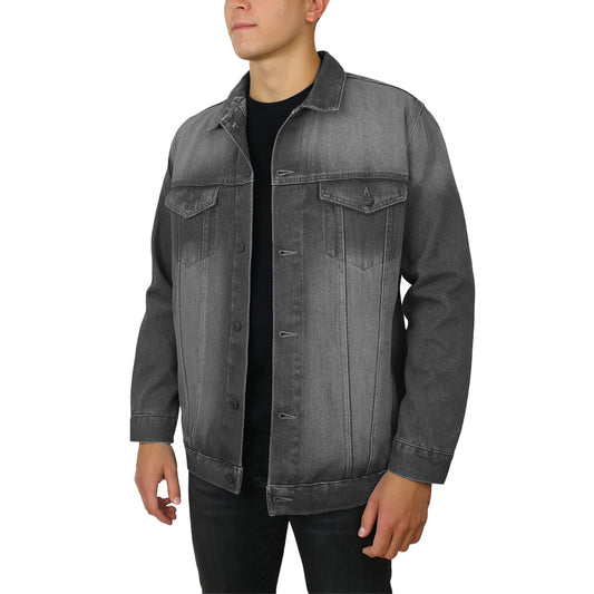 Men’s Regular Fit Denim Jacket with Pockets & Adjustable Hem (S-2XL)