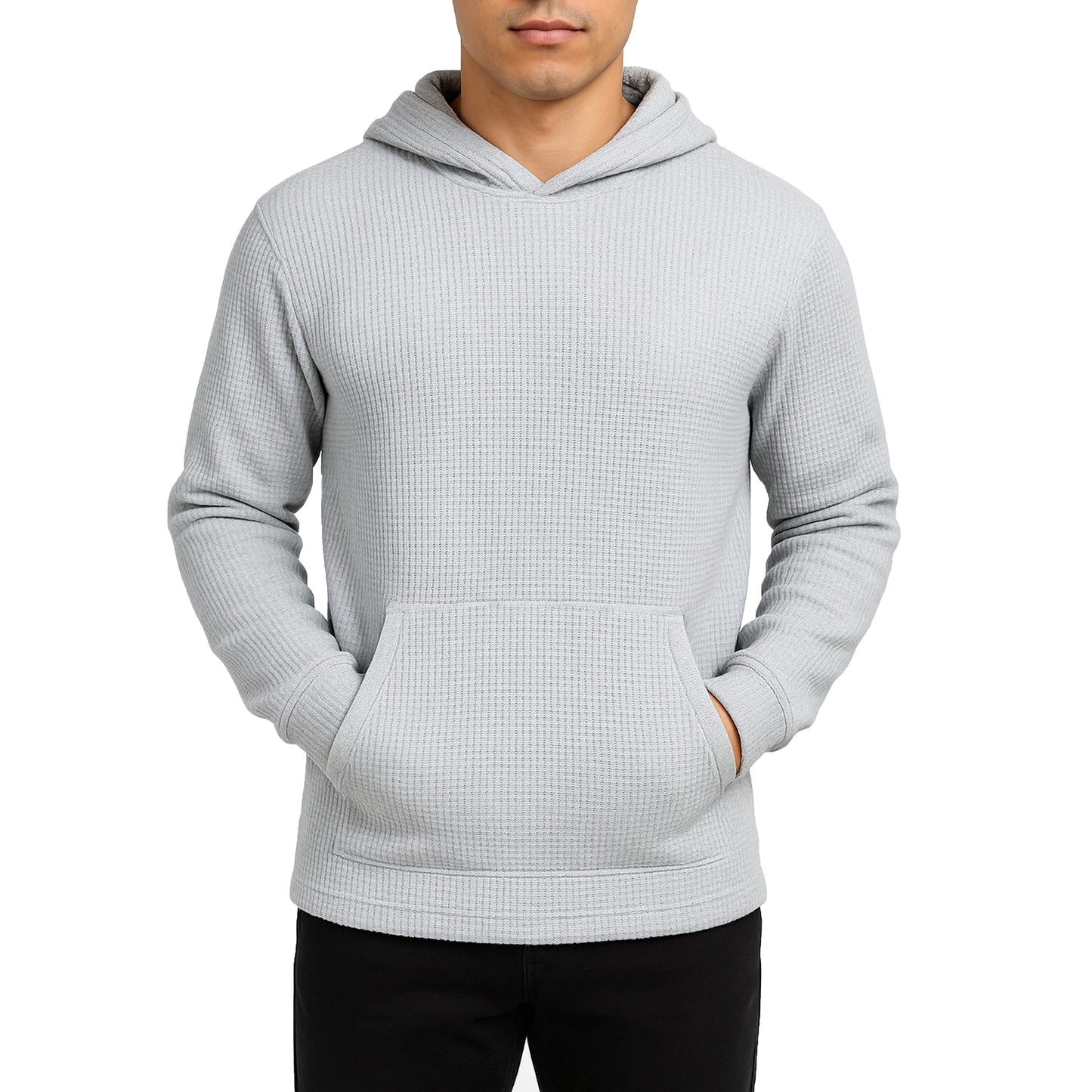 Men's Waffle Knit Thermal Pullover Hoodie (S-3XL)