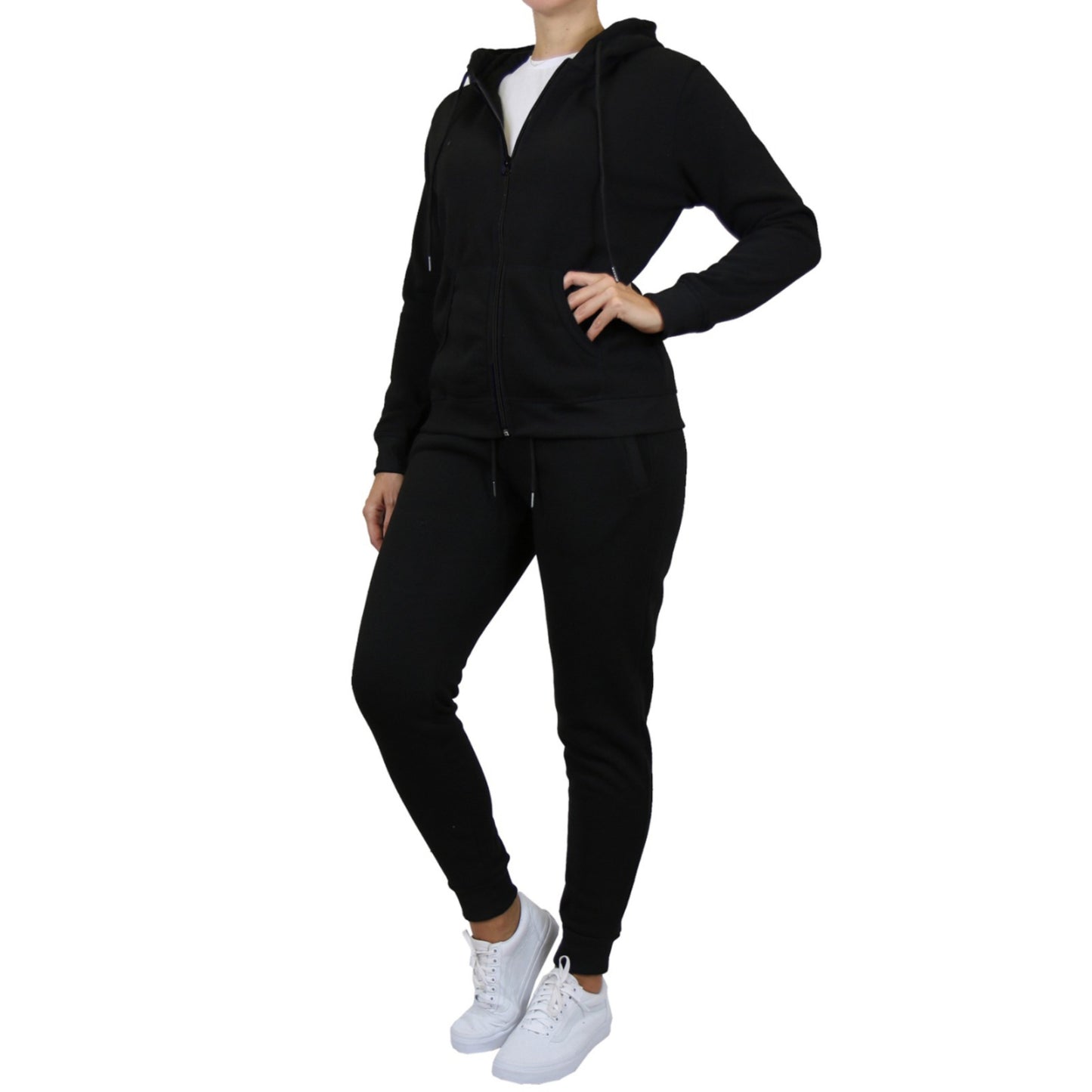 Women's Fleece-Lined Full-Zip Hoodie & Jogger 2-Piece Set