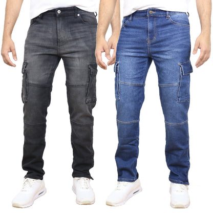 2-Pack Men's Modern Fit Stretch Cargo Pocket Flex Jeans