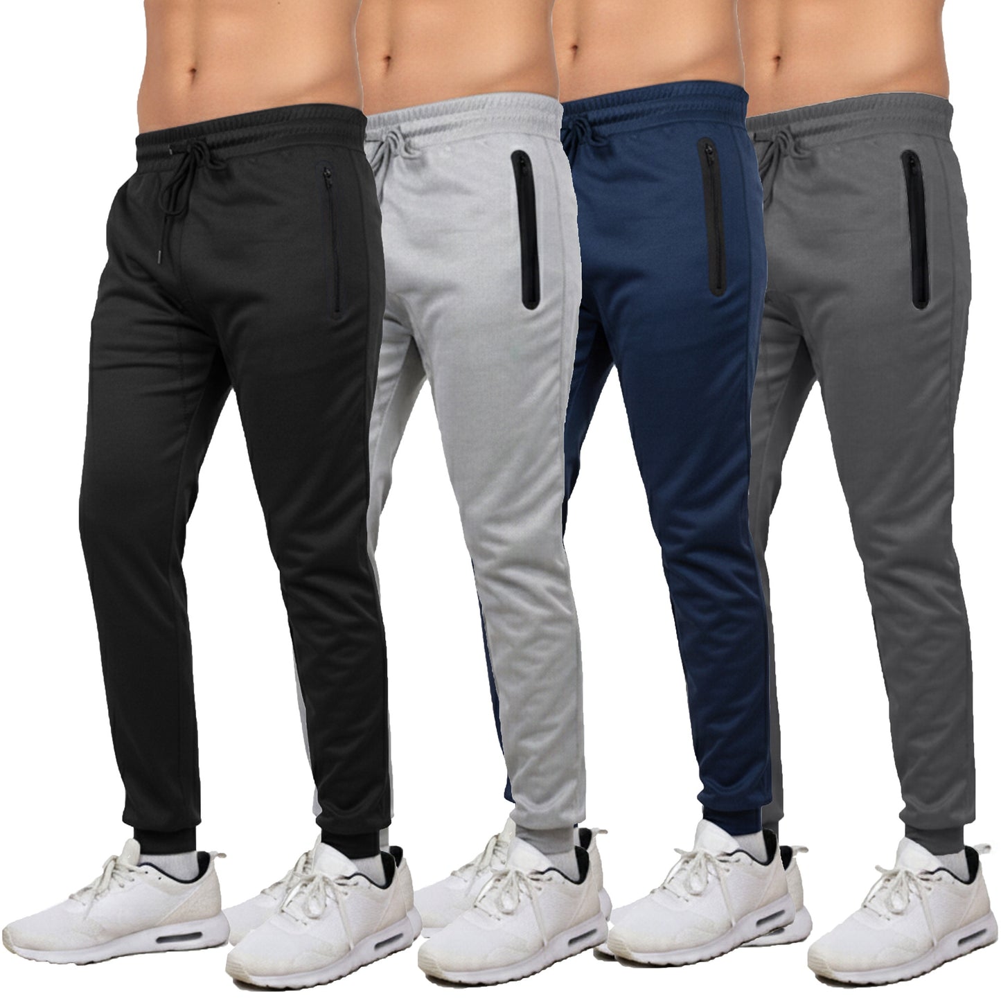 Men's Performance Tech Joggers Sweatpants With Heat Seal Zipper Side Pockets (Sizes: S-2XL)