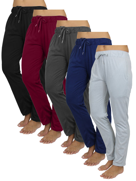 Women's 5-Pack Loose Fit Classic Lounge Pants (Sizes, S-3XL)