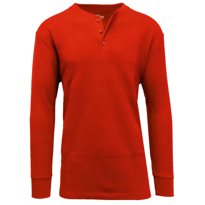 Mens Long Sleeve Henley Thermal Tee (S-3XL)