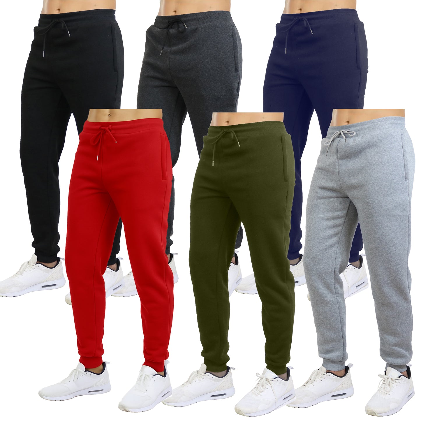 3-Pack Mens Slim Fit Fleece Jogger Sweatpants (S-2XL)