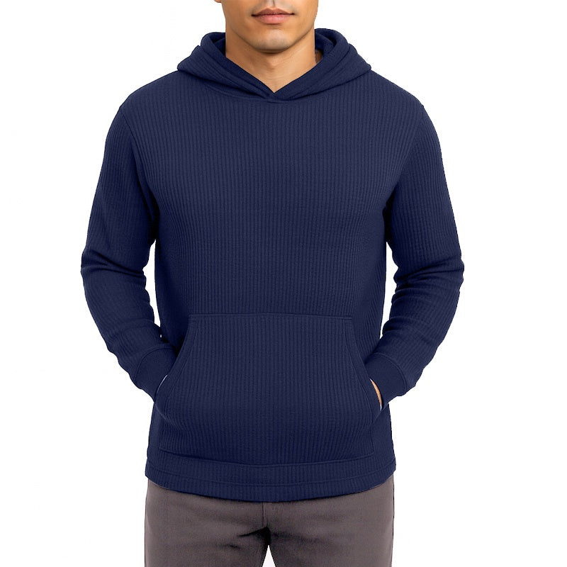 Men's Waffle Knit Thermal Pullover Hoodie (S-3XL)