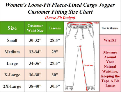 3-Pack Women's Loose Fit Fleece Jogger Sweatpants with Velcro Cargo Pockets (S-2XL)