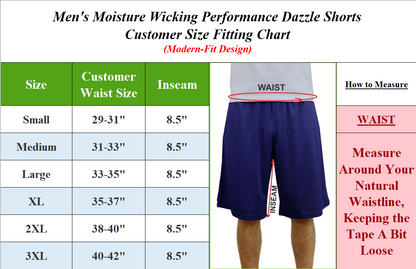 Men's Moisture Wicking Dazzle Athletic Shorts with Pockets – Lightweight Sports & Lounge Shorts