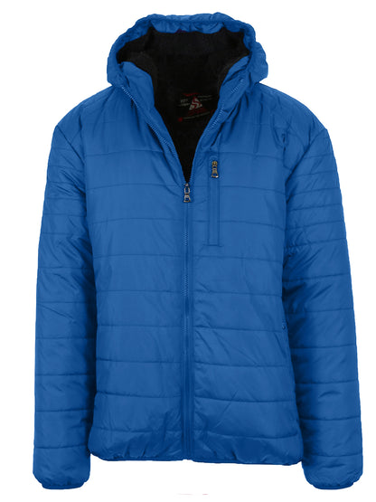 Mens Sherpa-Lined Hooded Puffer Jacket (Sizes, S to 2XL)