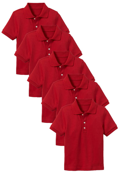 5-Pack Boys' Classic School Uniform Polo Shirt – Breathable, Soft Cotton Blend, Tagless & Fade-Resistant (4-20)