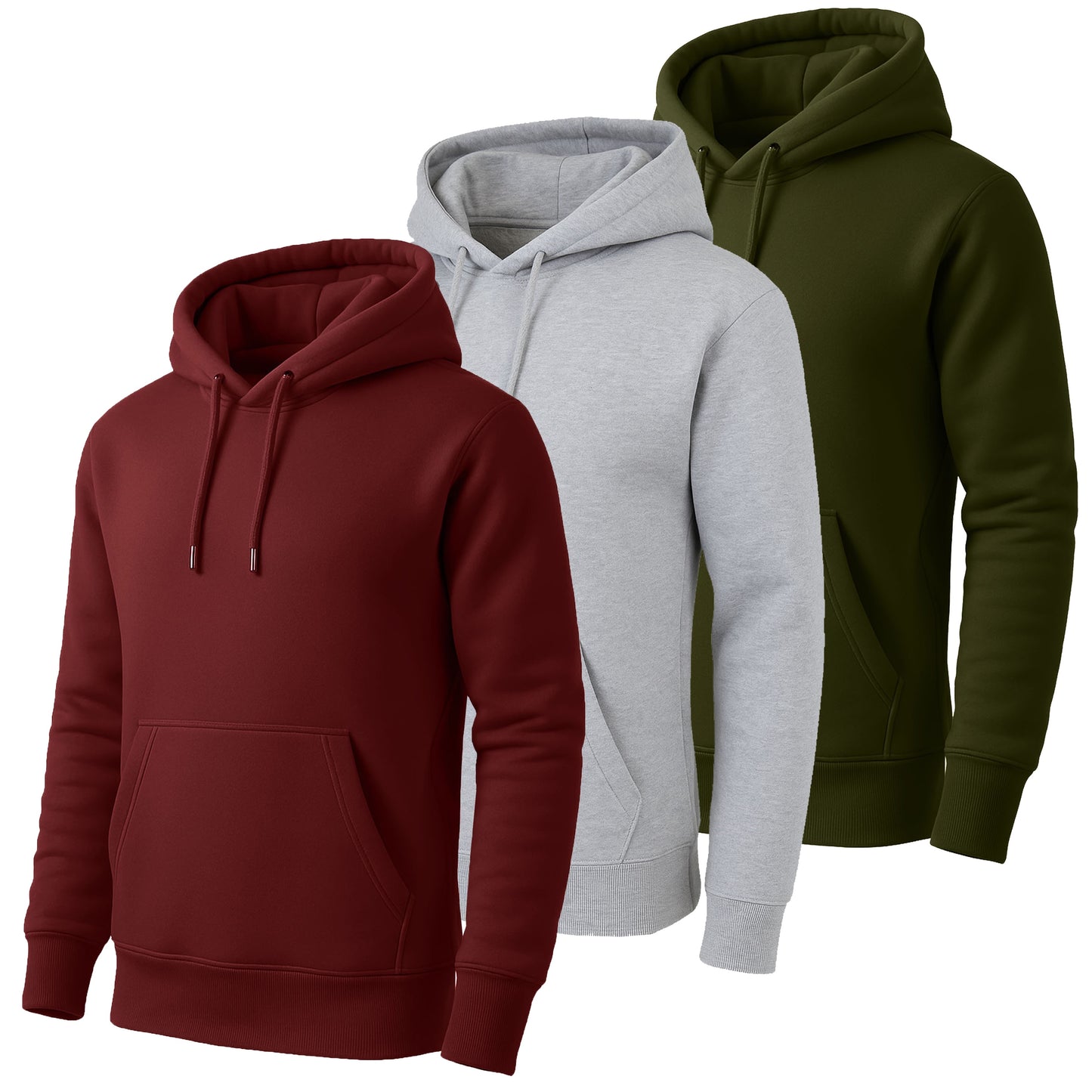 3-Pack Men's Fleece-Lined Pullover Hoodie (Sizes, S-5XL)