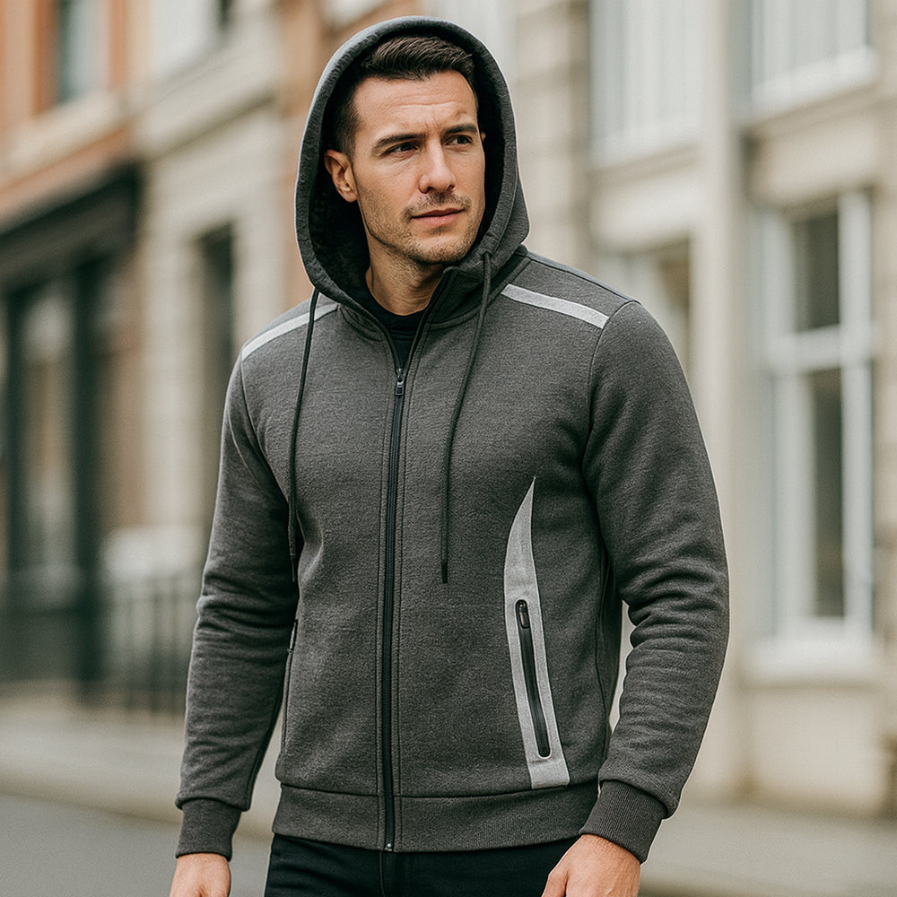 Men's Heavyweight Sherpa Fleece-Lined Full Zip Classic Tech Hoodie