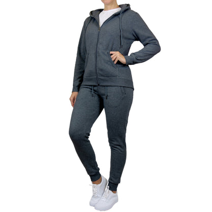 Women's Fleece-Lined Full-Zip Hoodie & Jogger 2-Piece Set