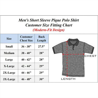 3-Pack Men’s Short Sleeve Pique Polo Shirt with Ribbed Collar and Breathable Cotton-Blend Fabric (S-3XL)