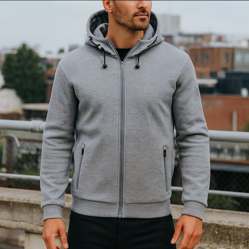 Men's Heavyweight Sherpa Fleece-Lined Full Zip Classic Tech Hoodie