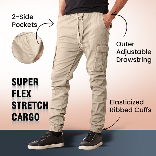 Men's Super Flex Stretch Cargo Jogger Pants (Sizes S-2XL)