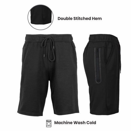 Men's Tech Fleece Performance Shorts With Heat Seal Zipper Pocket (Sizes, S-2XL)