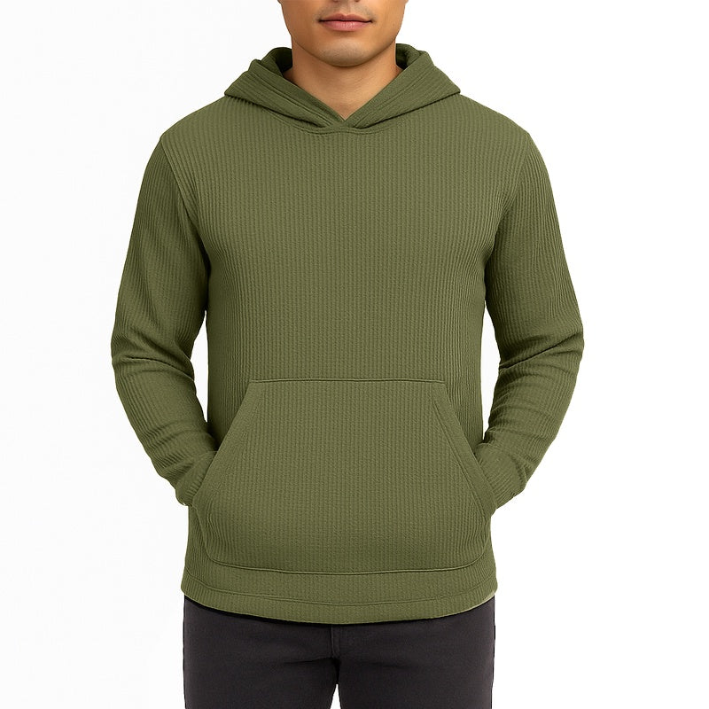 Men's Waffle Knit Thermal Pullover Hoodie (S-3XL)