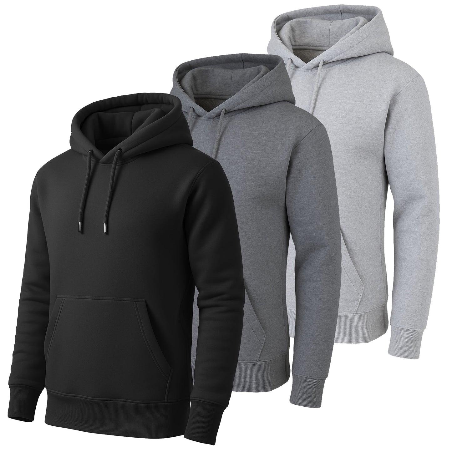 3-Pack Men's Fleece-Lined Pullover Hoodie (Sizes, S-5XL)