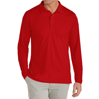 Mens Long Sleeve Stretch Pique Polo Shirt (S-2XL)
