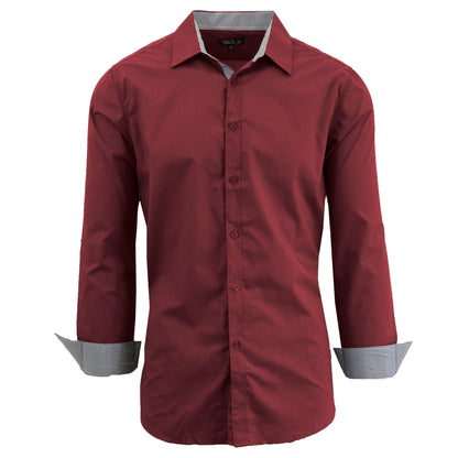 Men's Long Sleeve Solid Dress Shirts - Slim-Fit, Comfortable & Versatile for Everyday & Formal Wear (S-2XL)