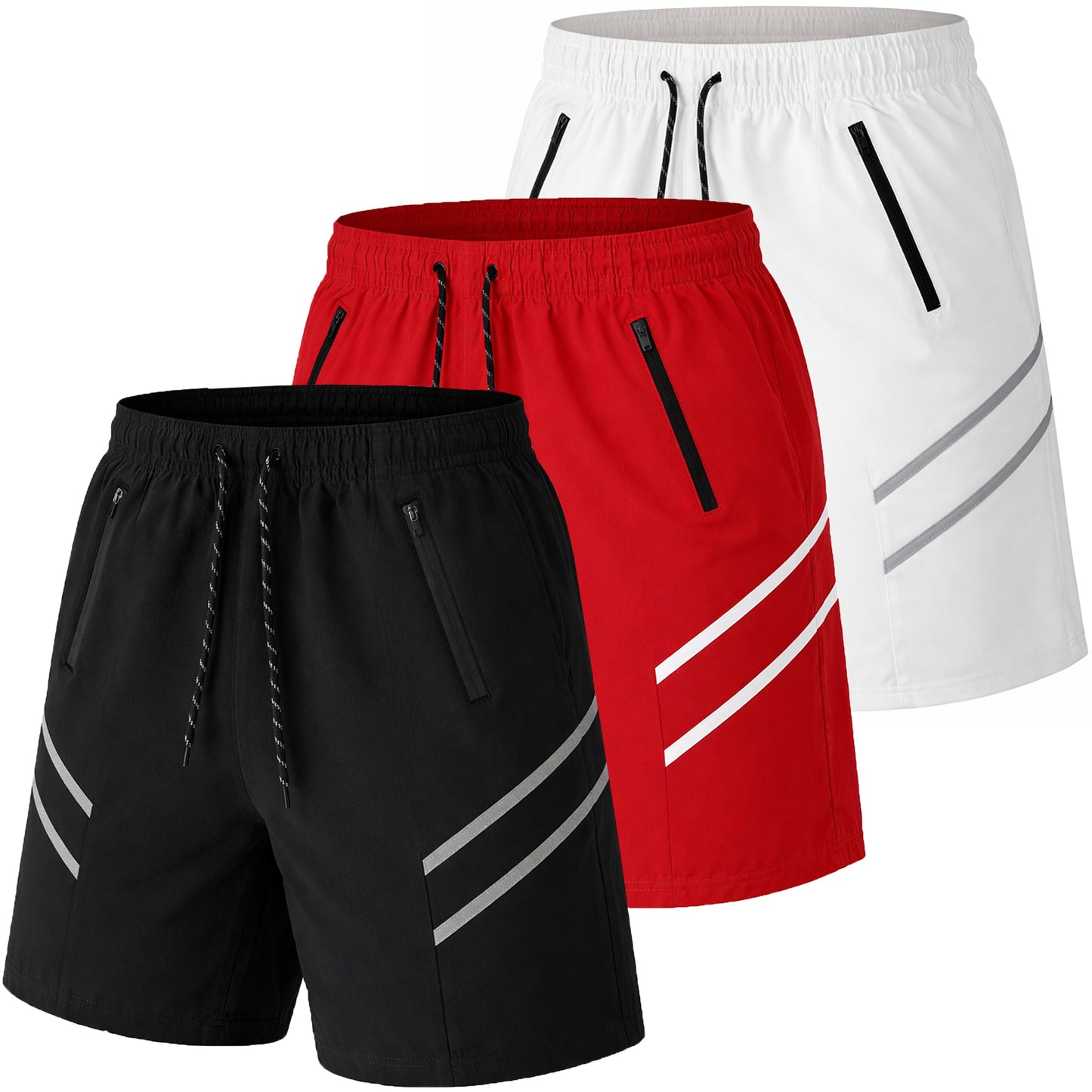 Men's 3-Pack Performance Training Shorts With Zipper Pockets (Sizes, S to 2XL)