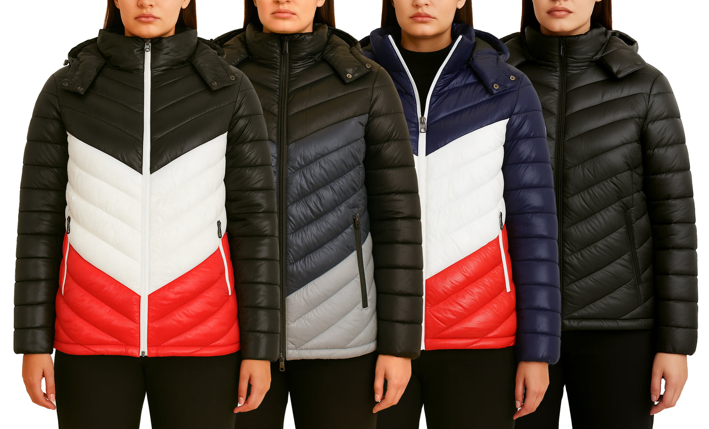 Womens Heavyweight Quilted Hooded Puffer Bubble Jacket (Sizes, S to 2XL)