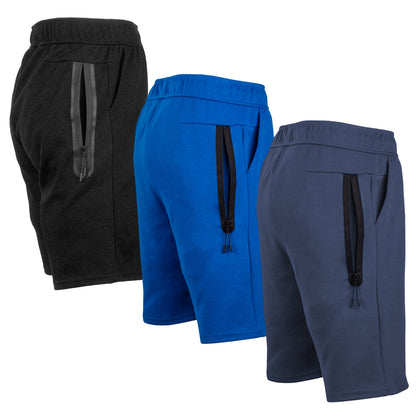 3-Pack Women's Loose-Fit Tech Fleece Shorts – Soft, Breathable Fabric with Zipper Pocket & Adjustable Waistband