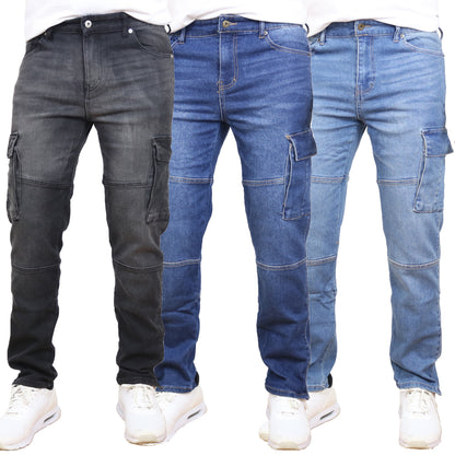 3-Pack Men's Modern Fit Stretch Cargo Pocket Flex Jeans