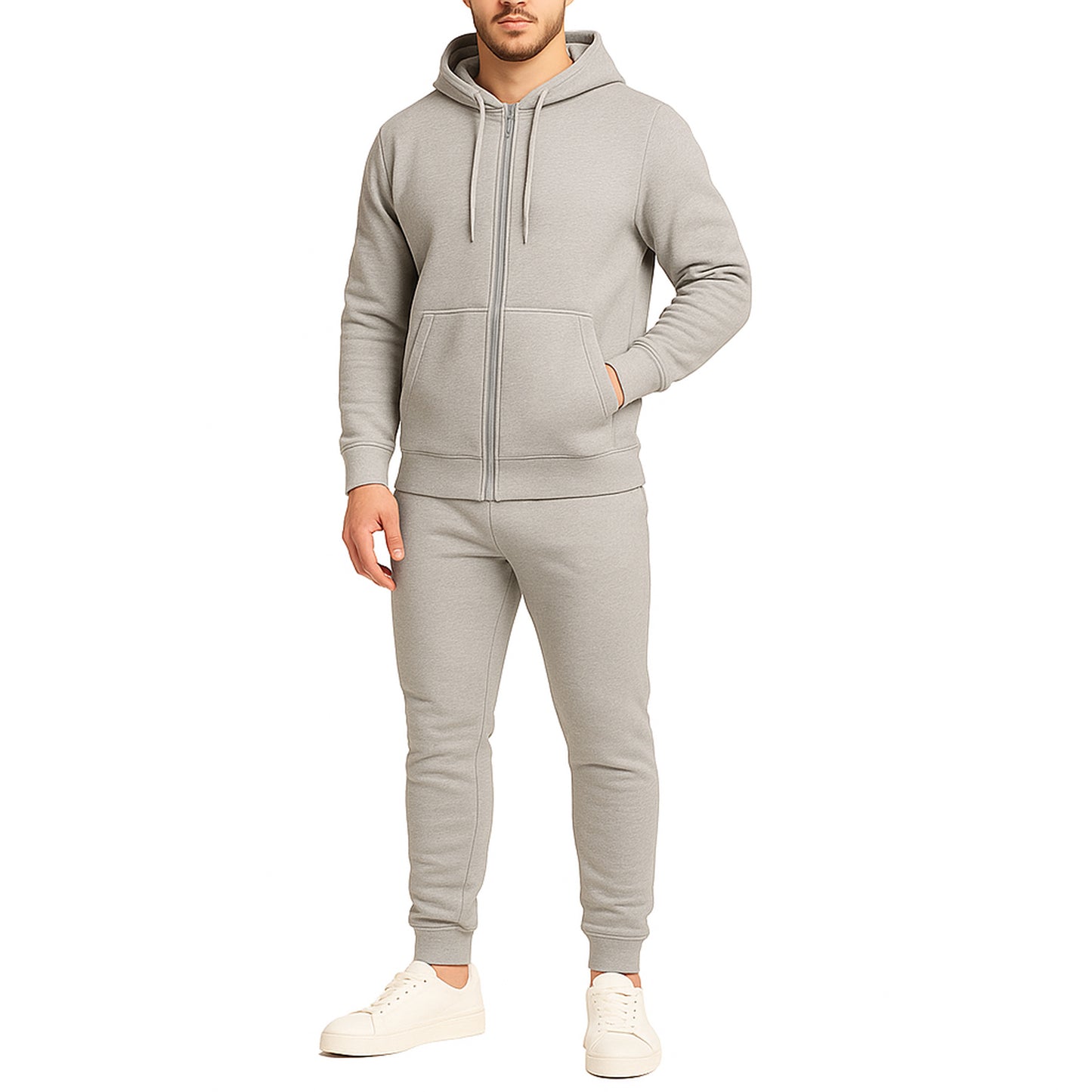 Men's Fleece-Lined Full-Zip Hoodie & Jogger 2-Piece Set