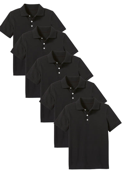 5-Pack Boys' Classic School Uniform Polo Shirt – Breathable, Soft Cotton Blend, Tagless & Fade-Resistant (4-20)