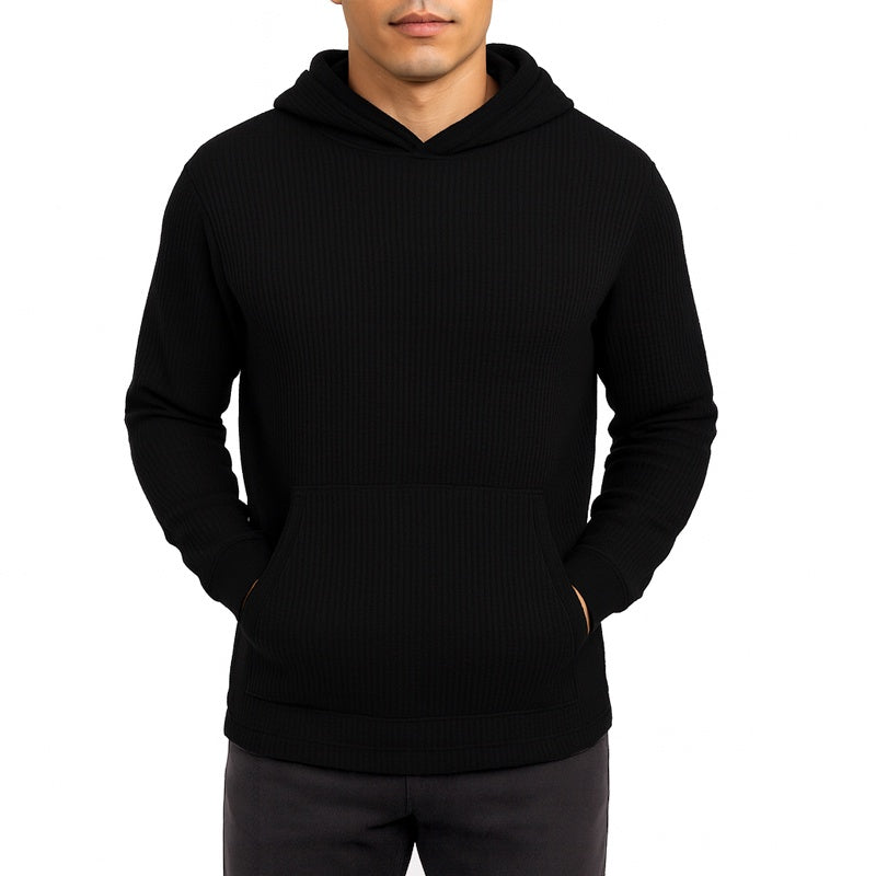 Men's Waffle Knit Thermal Pullover Hoodie (S-3XL)
