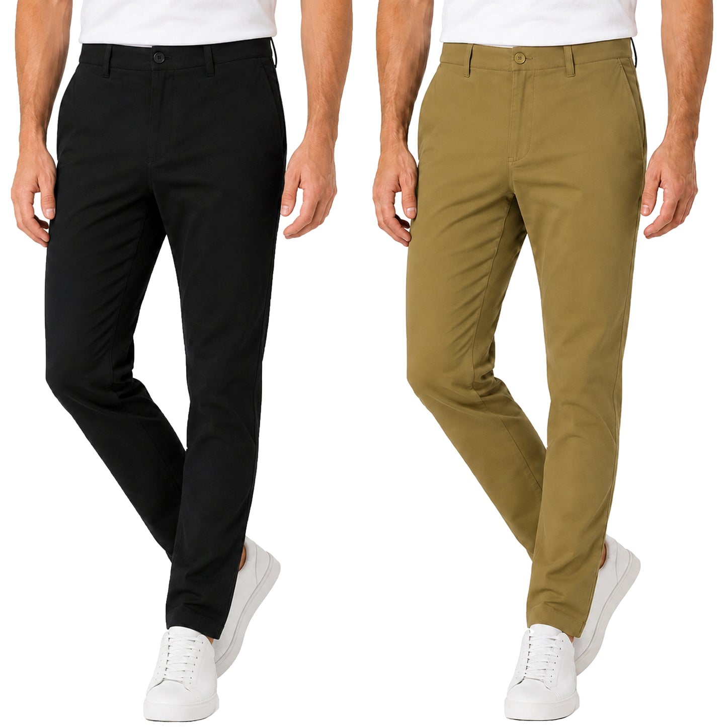 2-Pack Men's Super Stretch Slim Fit Everyday Chino Pants