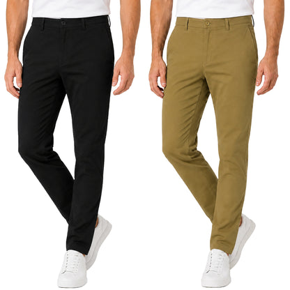 2-Pack Men's Super Stretch Slim Fit Everyday Chino Pants