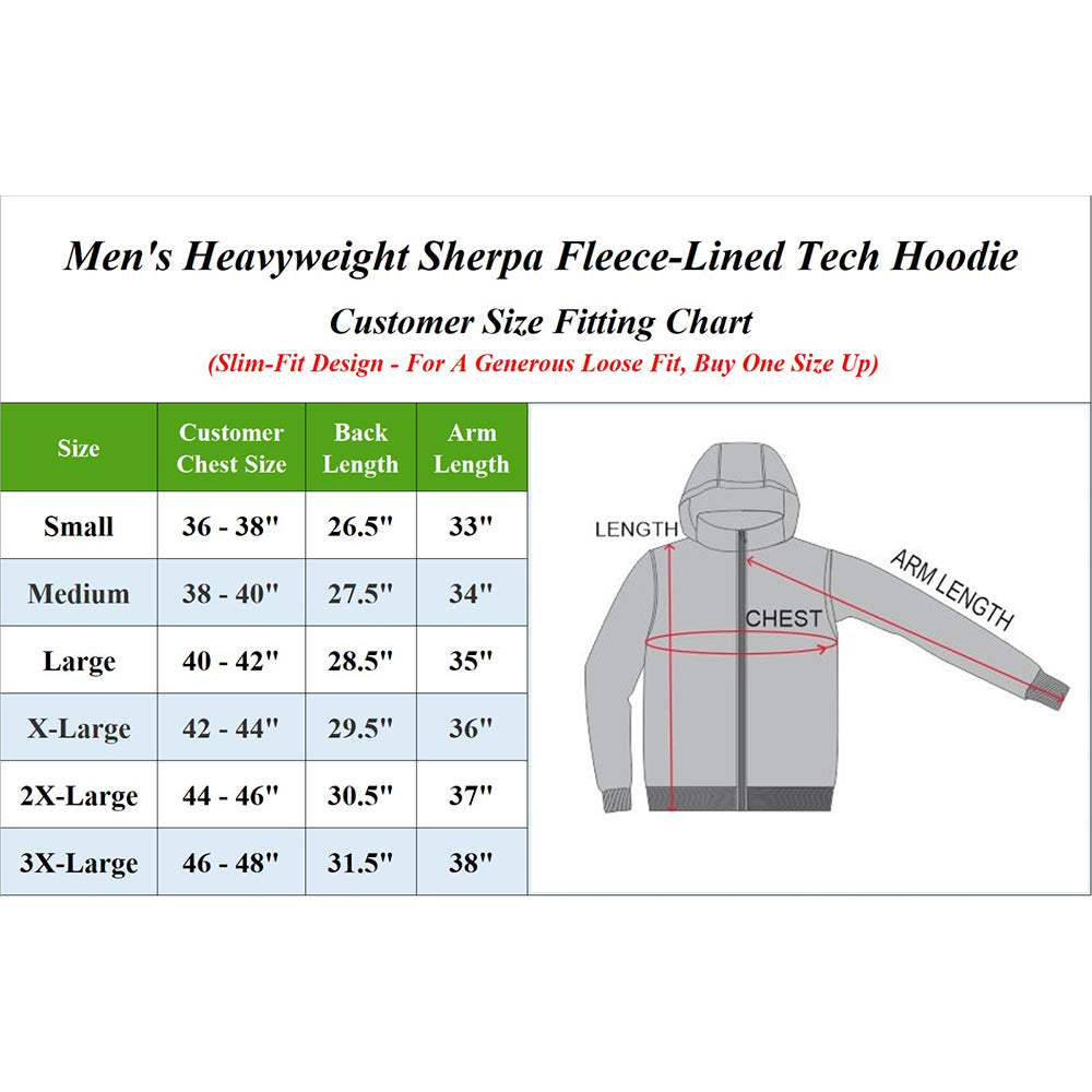 Men's Heavyweight Sherpa Fleece-Lined Full Zip Classic Tech Hoodie