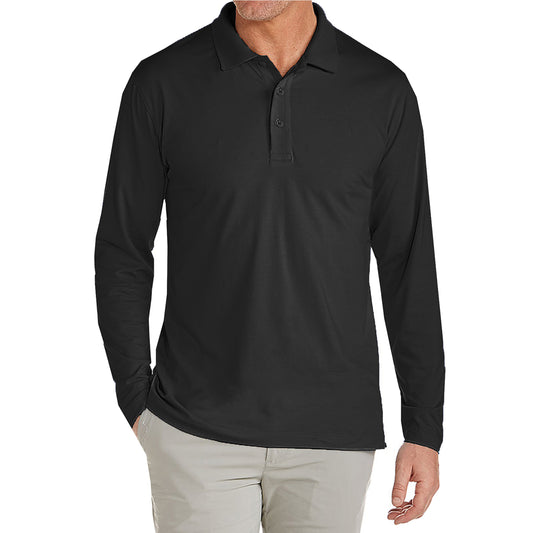 Mens Long Sleeve Stretch Pique Polo Shirt (S-2XL)