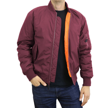 Men's Heavyweight MA-1 Bomber Flight Jacket - Classic Orange Lining, Water-Resistant, Ribbed Collar & Cuffs