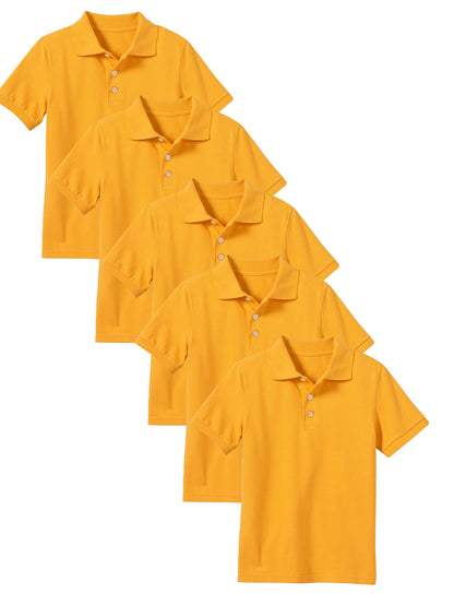 5-Pack Boys' Classic School Uniform Polo Shirt – Breathable, Soft Cotton Blend, Tagless & Fade-Resistant (4-20)