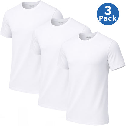 Men's Multi-Pack Classic Short Sleeve Crew Neck 100% Cotton Undershirts (Sizes, S to 3XL)