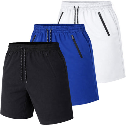 Men's 3-Pack Performance Training Shorts With Zipper Pockets (Sizes, S to 2XL)