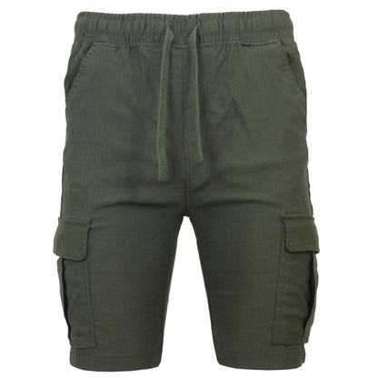 Men’s Flex Cargo Shorts with Elastic Waistband and Drawstring – Comfortable Fit with 6 Pockets and Stretch Fabric (S-2XL)