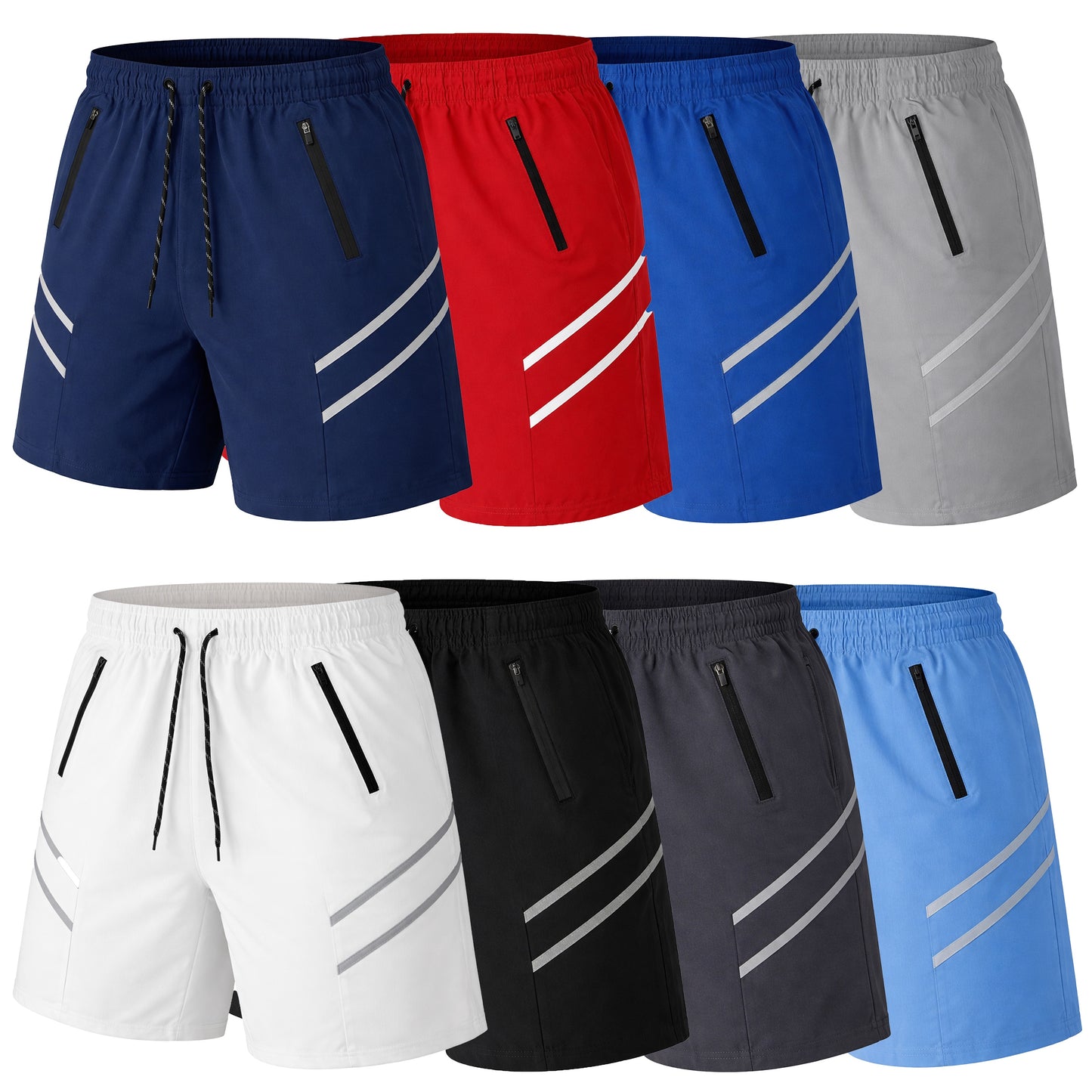 Men's 3-Pack Performance Training Shorts With Zipper Pockets (Sizes, S to 2XL)