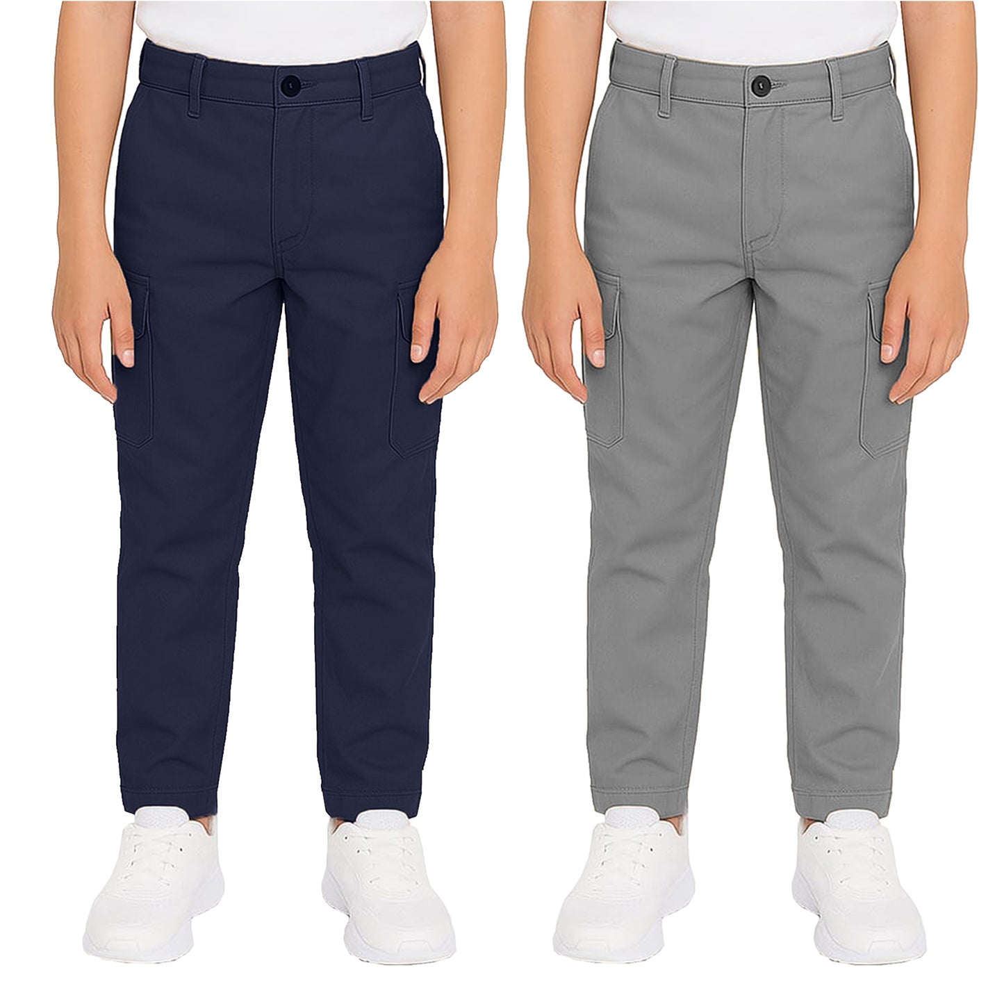 2-Pack Boy’s Super Stretch Cotton Cargo Pants – Durable, Comfy & Functional Everyday Wear